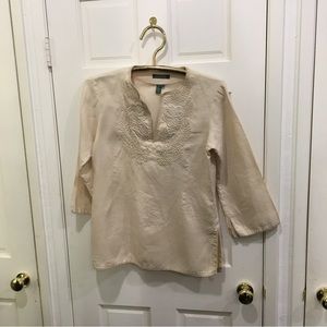 Ralph Lauren green label cream embroidered shirt